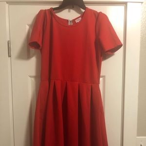 LuLaRoe EUC XL Red Ribbed Amelia